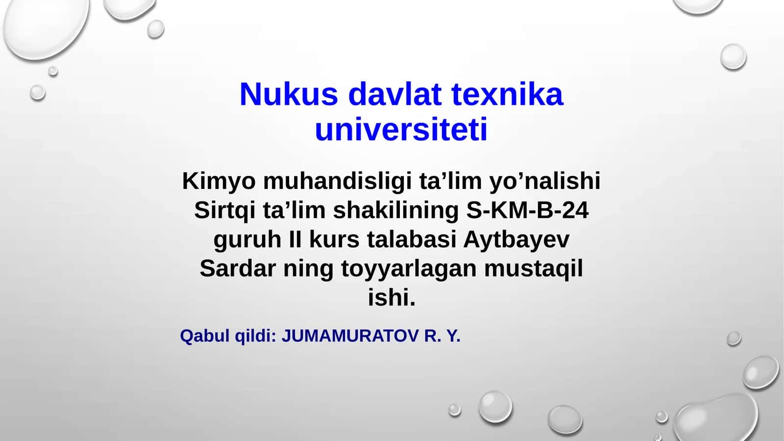 Eritmalar va ularga oid hisoblashlar 1