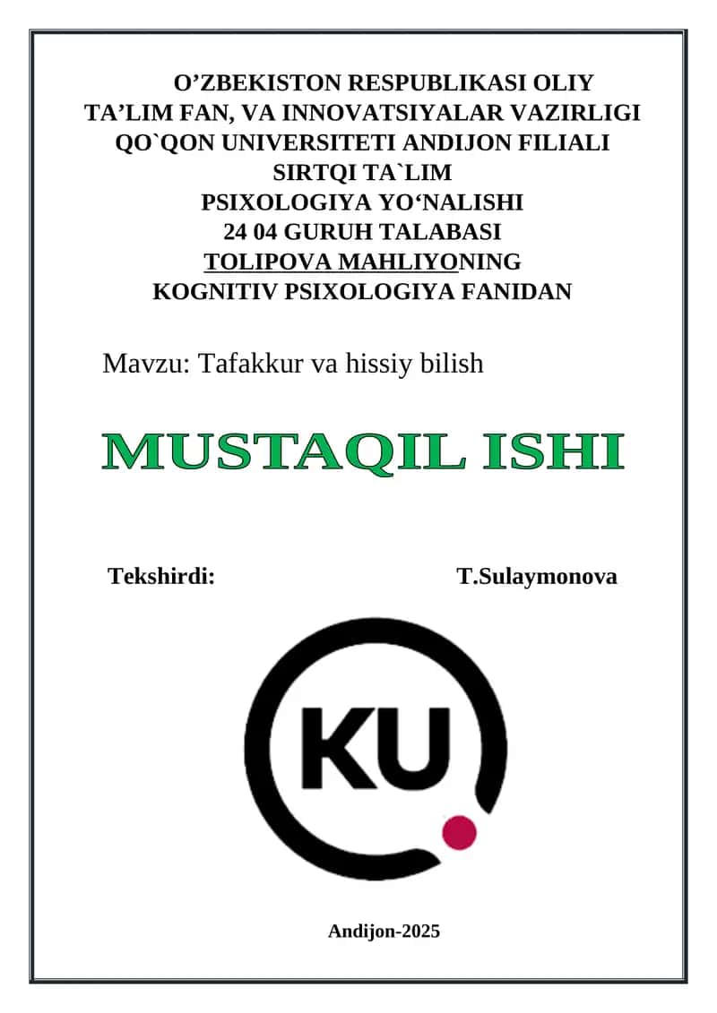 Tafakkur va hissiy bilish 1