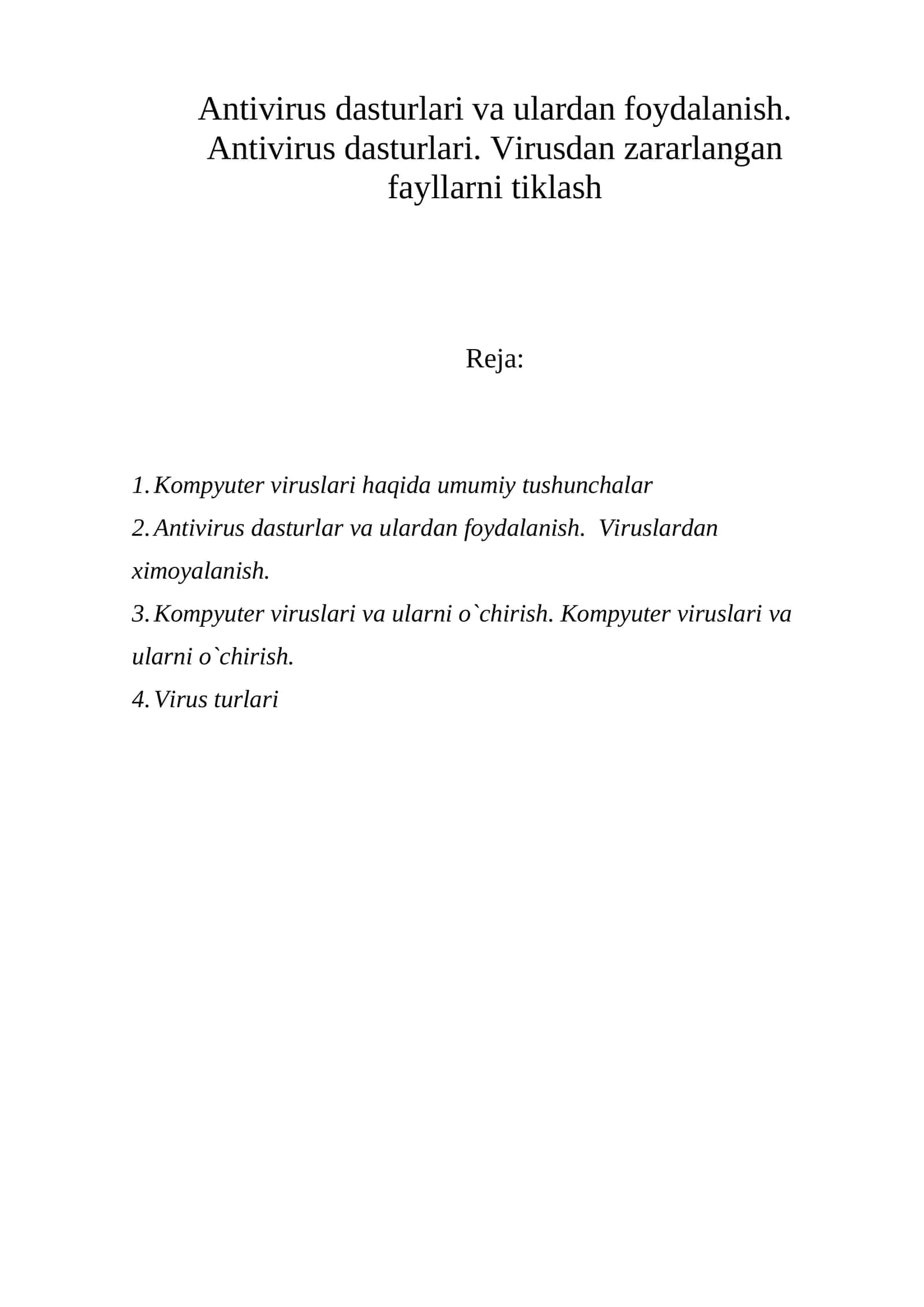 Antivirus dasturlari va ulardan foydalanish 1