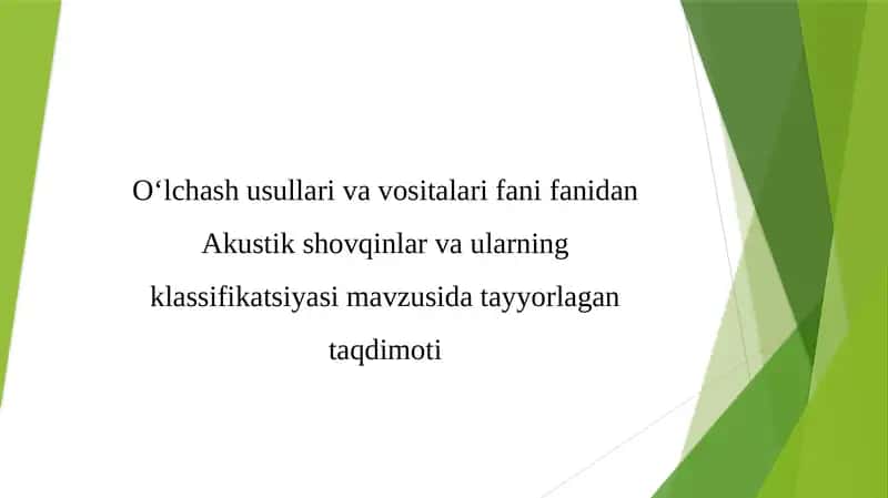 Akustik shovqinlar va ularning klassifikatsiyasi 1
