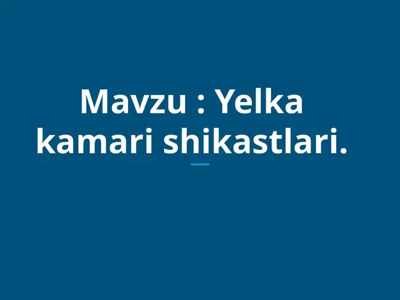 Yelka kamari shikastlari 1