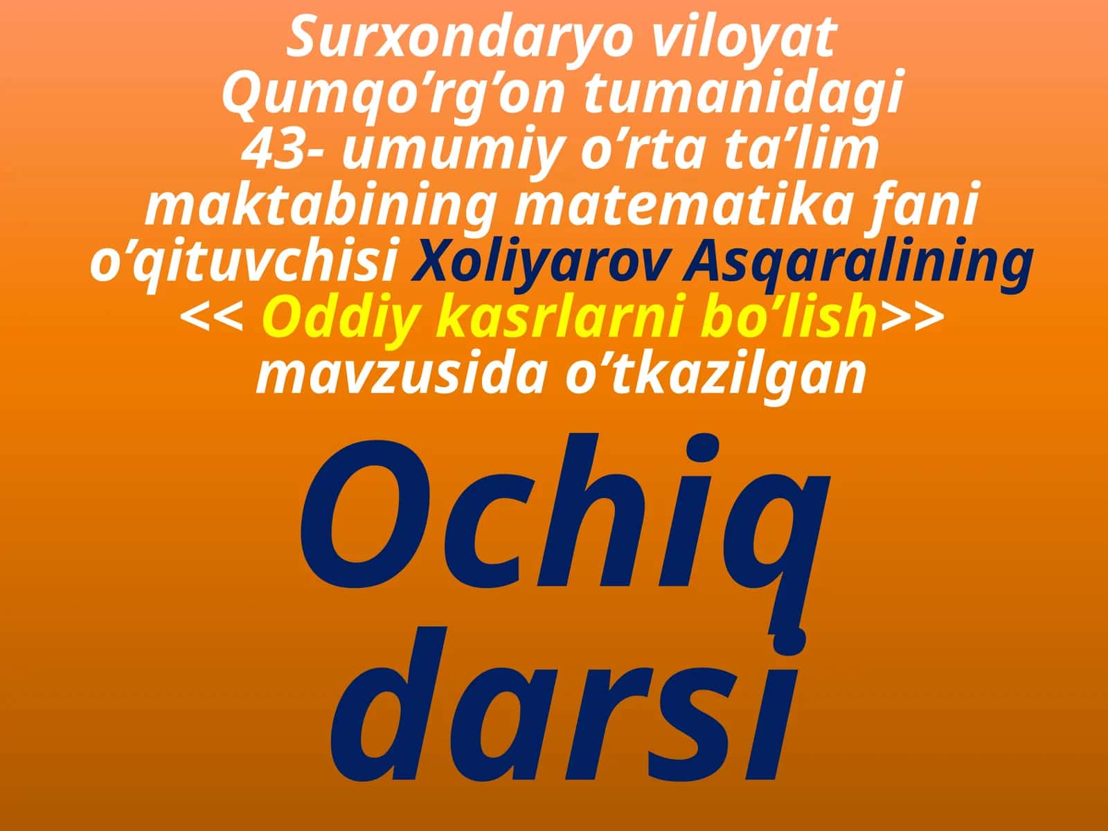 Oddiy kasrlarni bo'lish 1