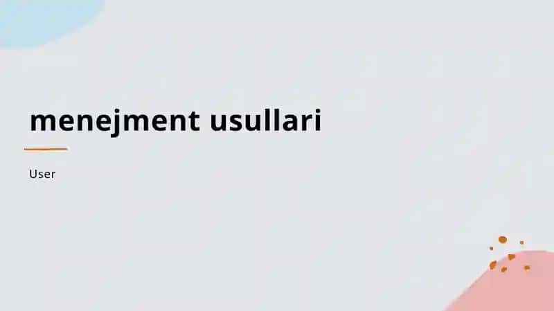 Boshqaruv Usullari