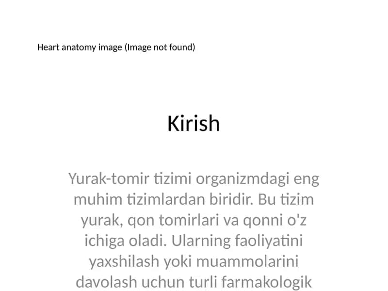 Yurak-tomir tizimi va kirish 1