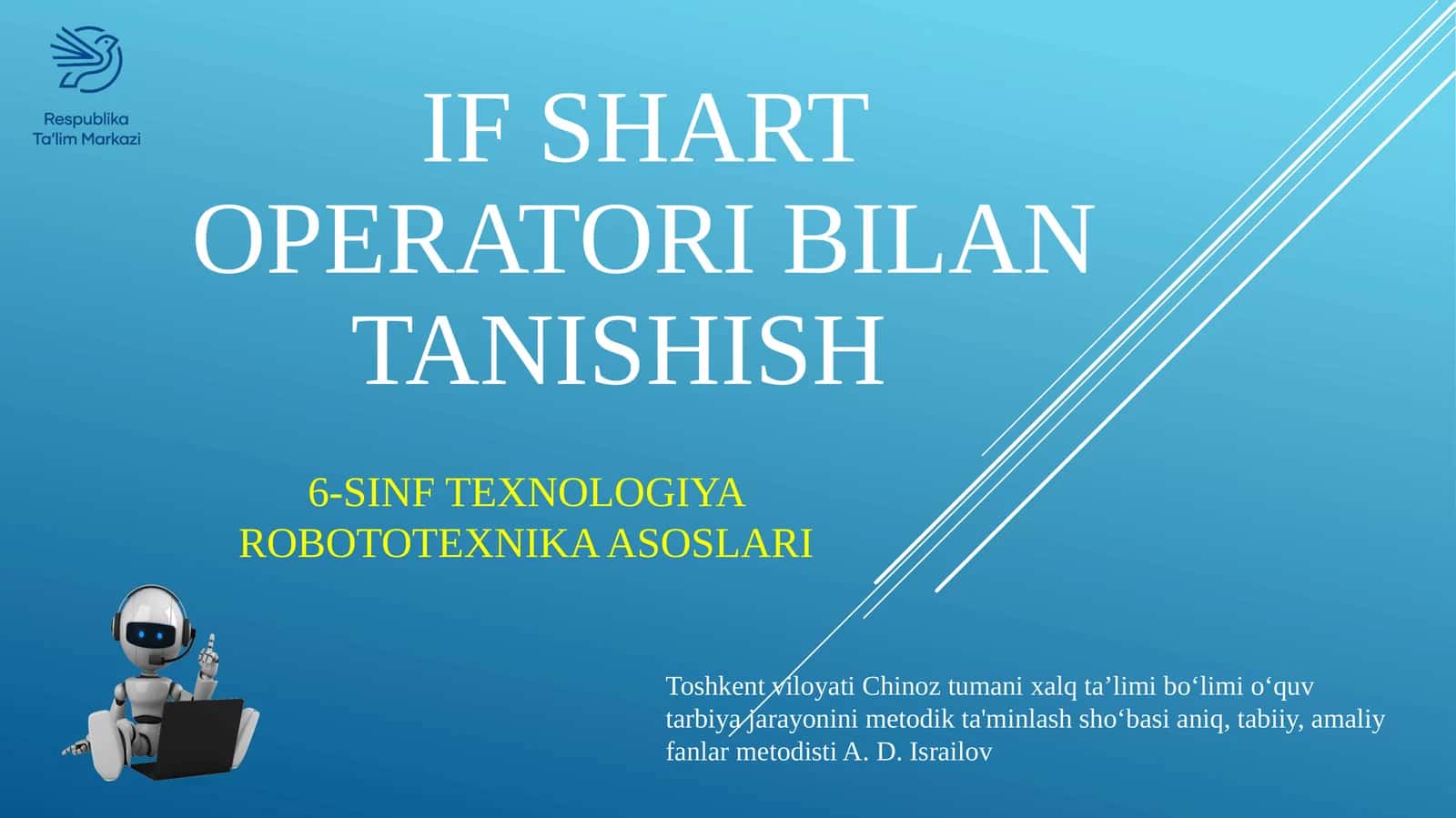 6-sinf Texnologiya Arduinoda If shart operatori bilan tanishish dars taqdimot 1