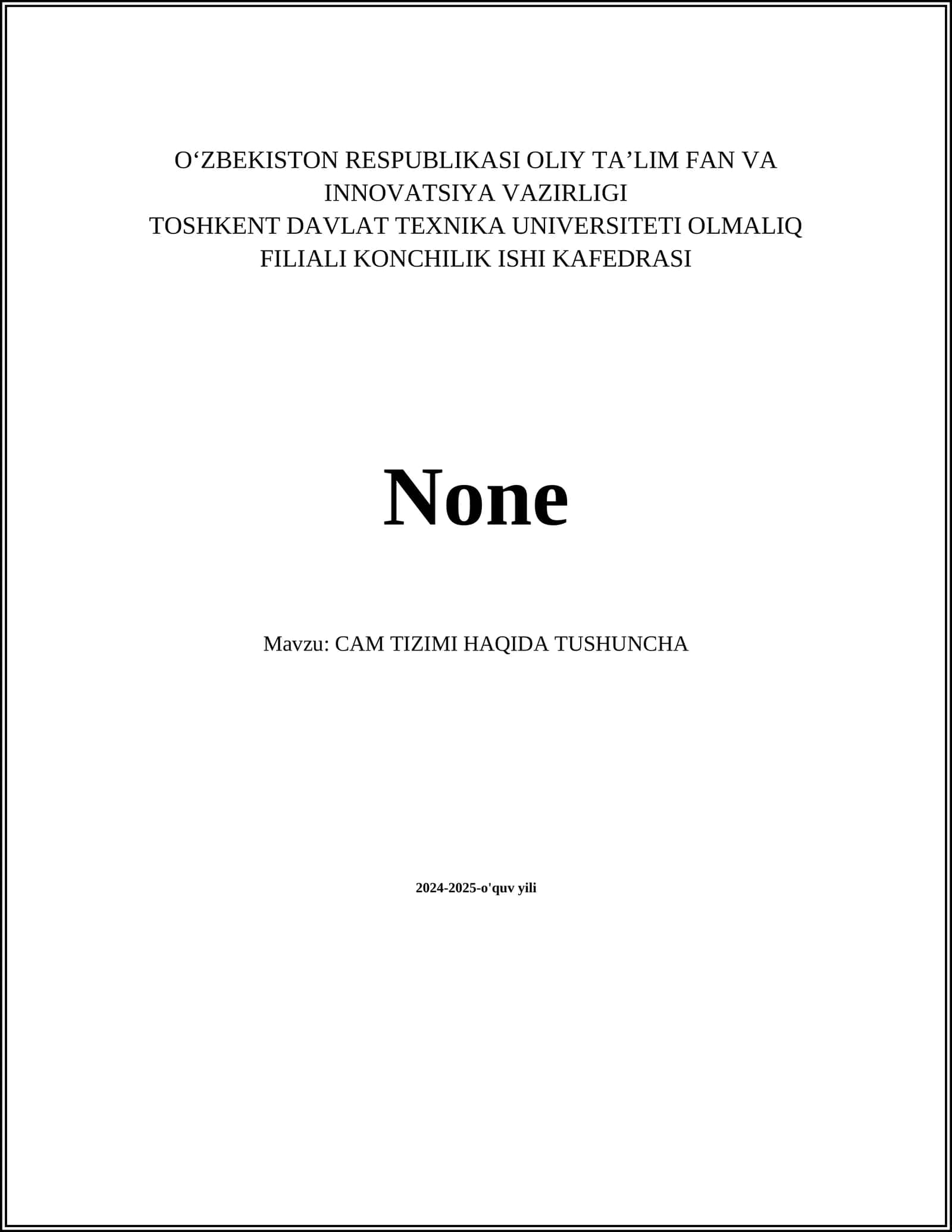 CAM TIZIMI HAQIDA TUSHUNCHA 1