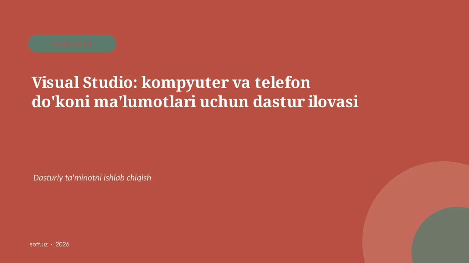 Visual Studio: kompyuter va telefon do'koni ma'lumotlari uchun dastur ilovasi 1
