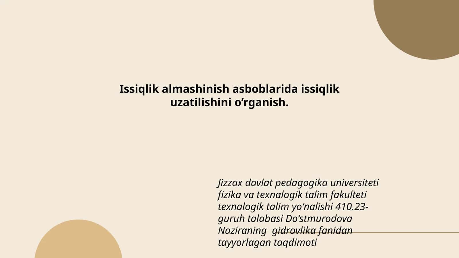 Gidravlika fanidan tayyorlagan taqdimot 1