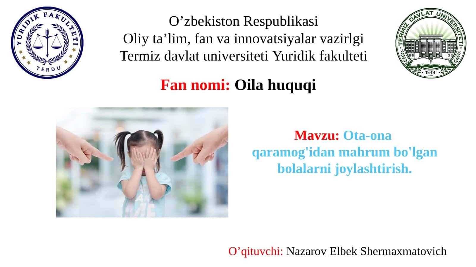Ota-ona qaramoq'idan mahrum bo'lgan bolalar 1