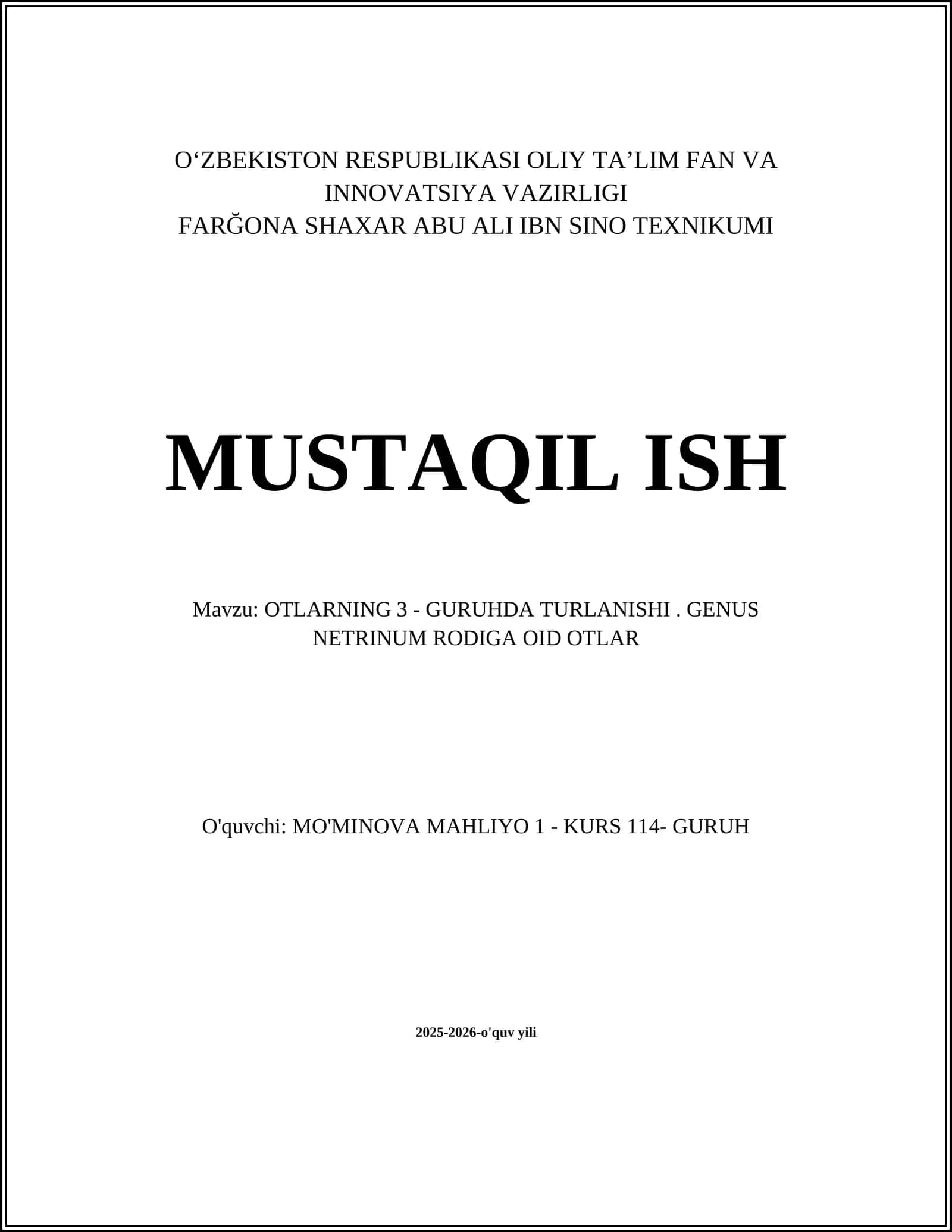 OTLARNING 3 - GURUHDA TURLANISHI. GENUS NETRINUM RODIGA OID OTLAR 1