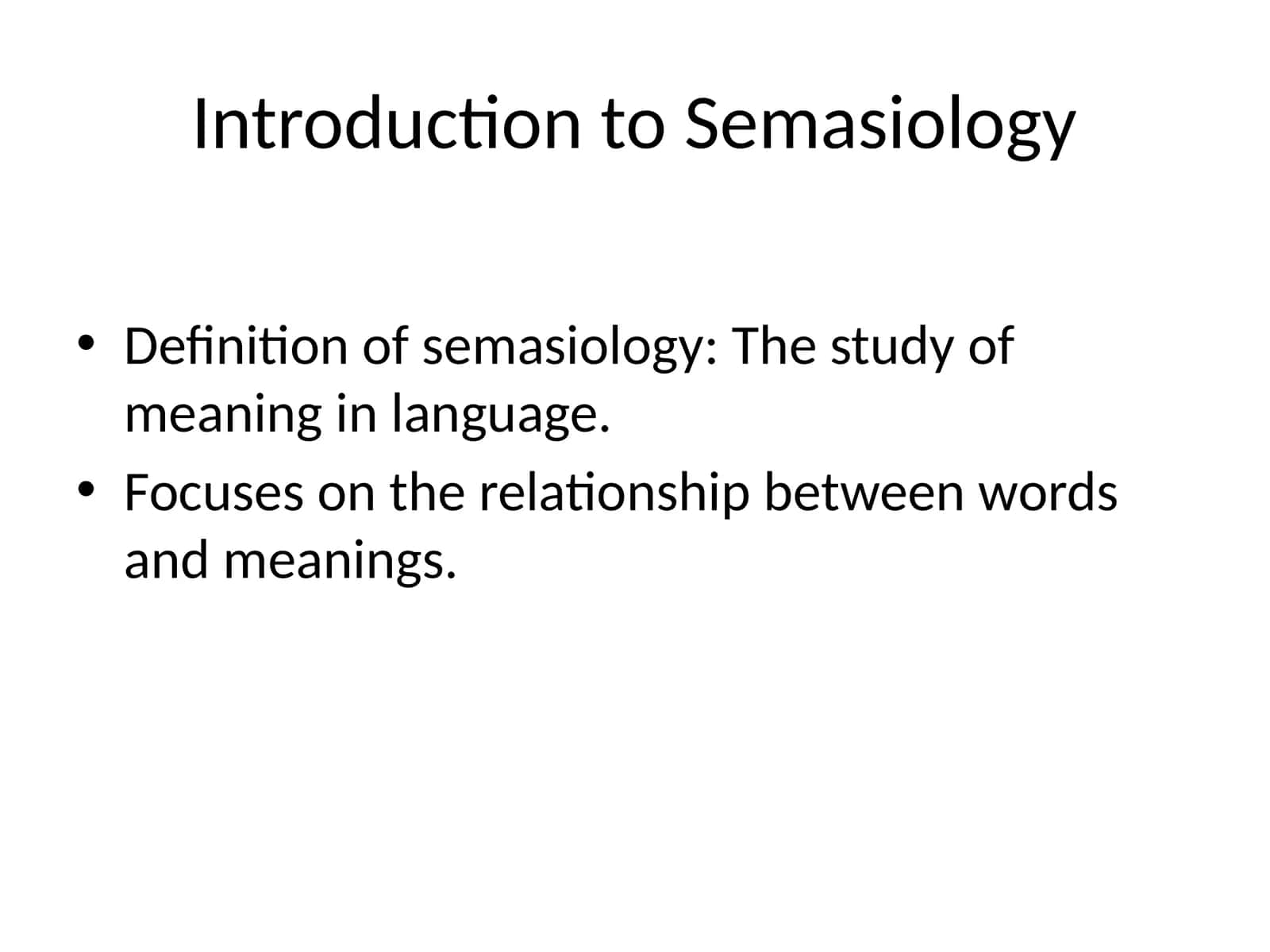 Introduction to Semasiology 1