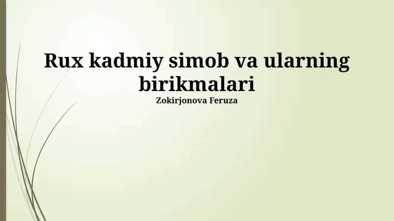 Kadmiy, Simob va Ularning Birikmalari 1