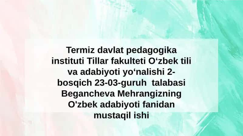 Ahmad Yassaviy va Ahmad Yugnakiyning hayoti va ijodi 1
