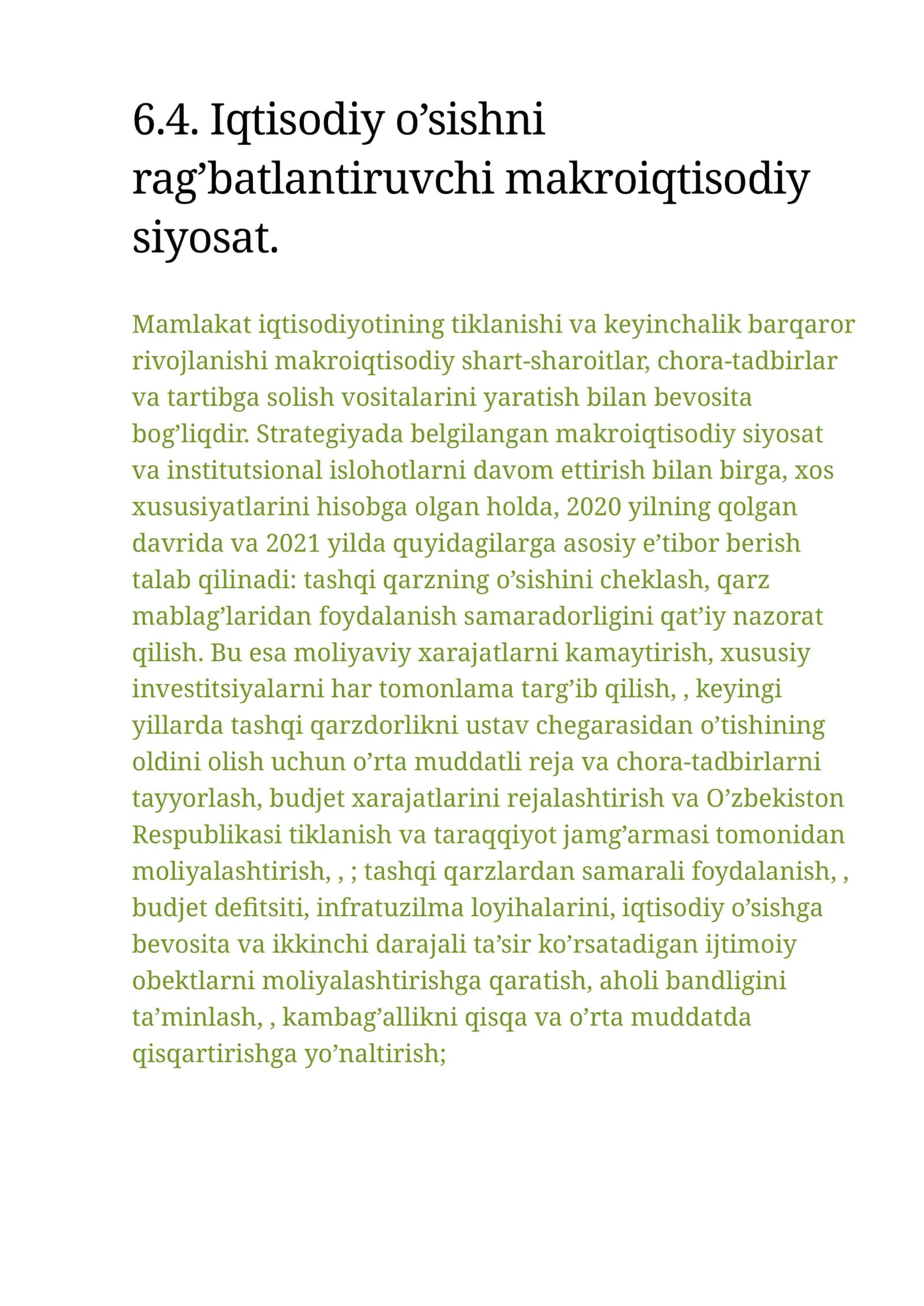 Iqtisodiy o’sishni rag’batlantiruvchi makroiqtisodiy siyosat 1