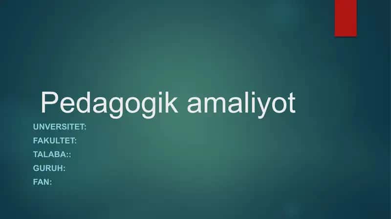 Pedagogik amaliyoti taqdimoti 1