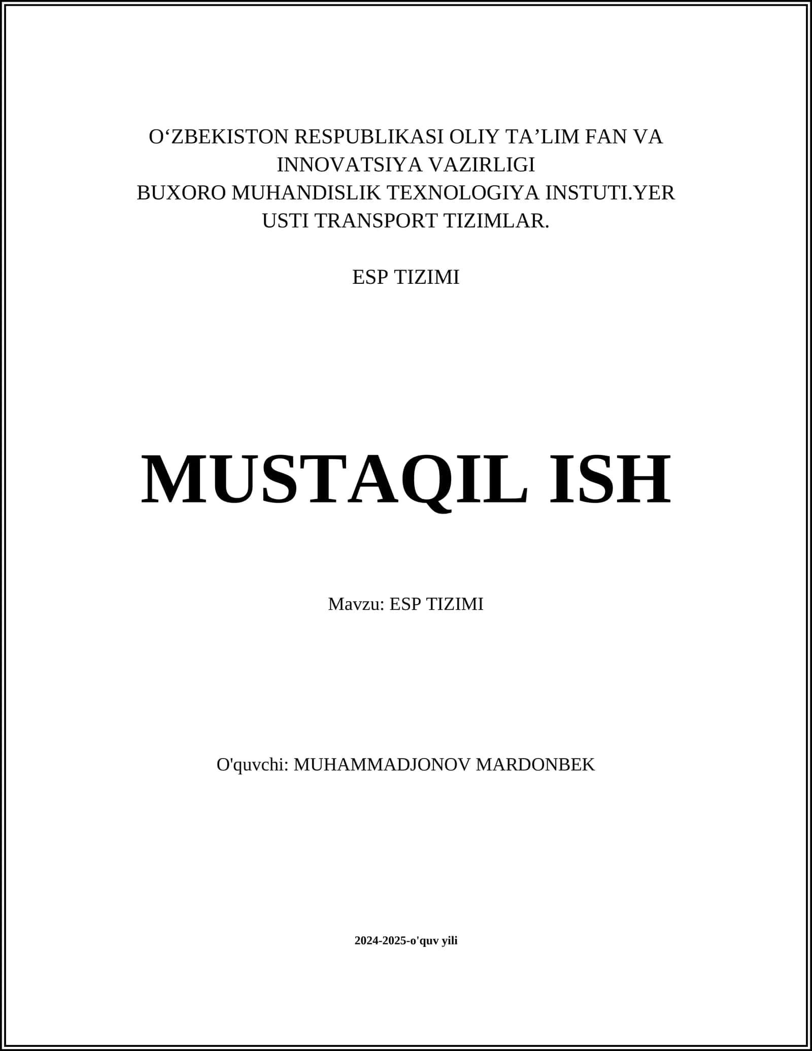 ESP TIZIMI 1