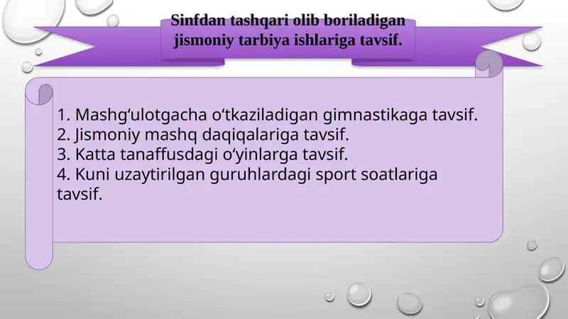 Sinfdan tashqariolib boriladigan jismoniy tarbiya ishlariga tavsiya 1