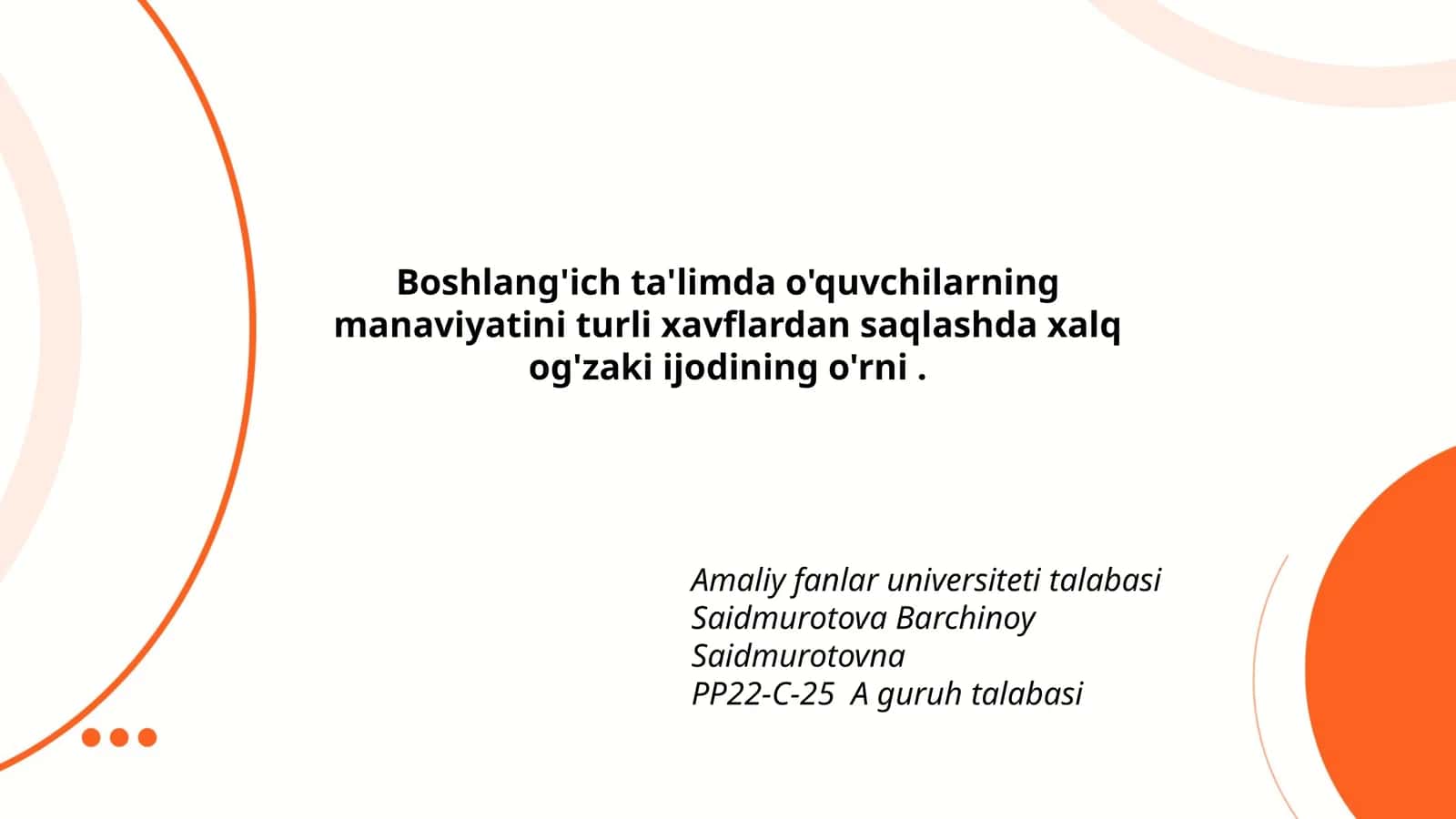 Boshlang'ich ta'limda o'quvchilarning manaviyatini turli xavflardan saqlashda xalq og'zaki ijodining o'rni 1