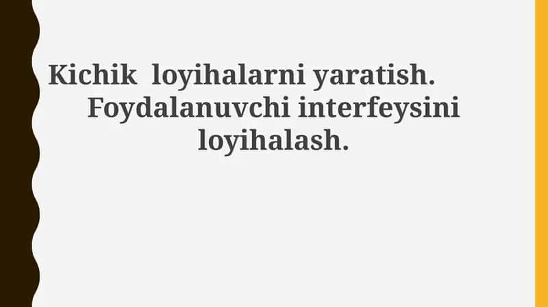 Kichikloyihalarniyaratish 1