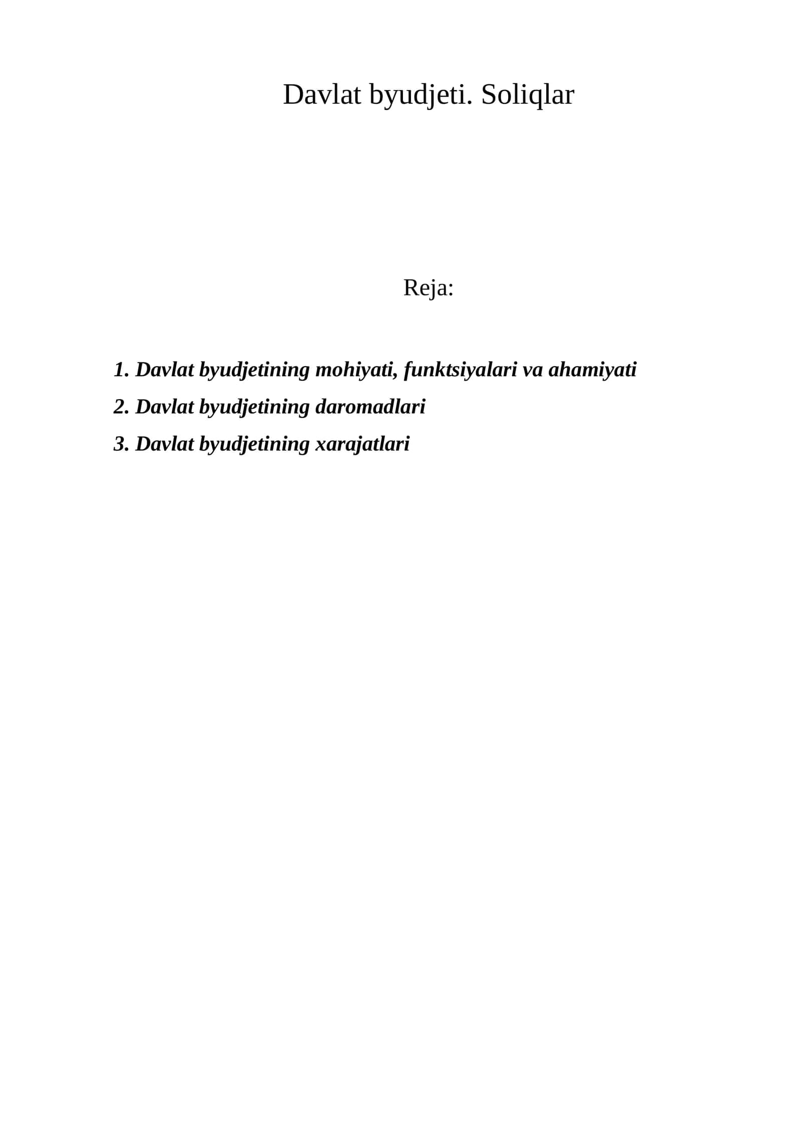 Davlat byudjeti. Soliqlar 1