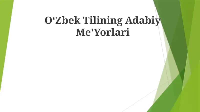 Oʻzbek Tilining Adabiy Me'Yorlari 1