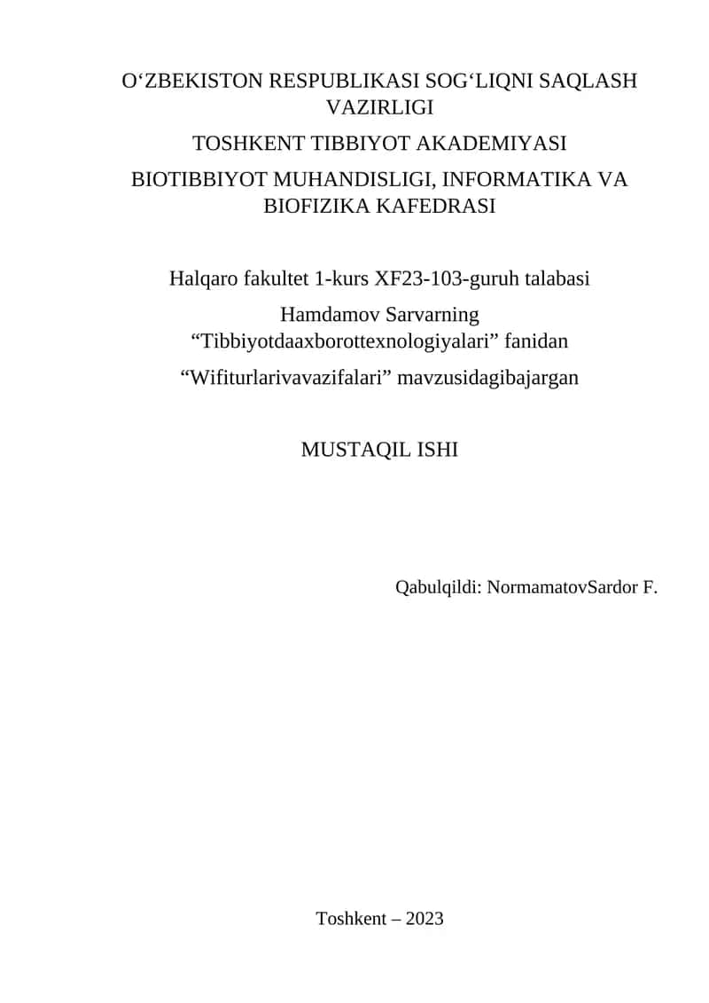 Wifi turlari va vazifalari 1
