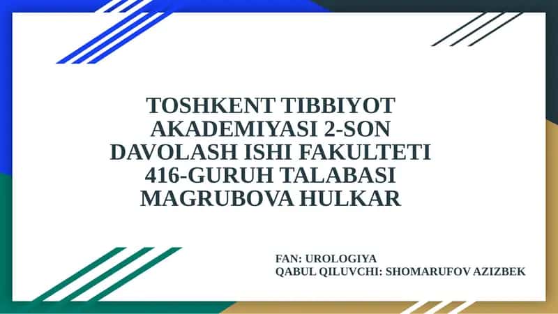 O'tkir va surunkali buyrak etishmovchiligi 1
