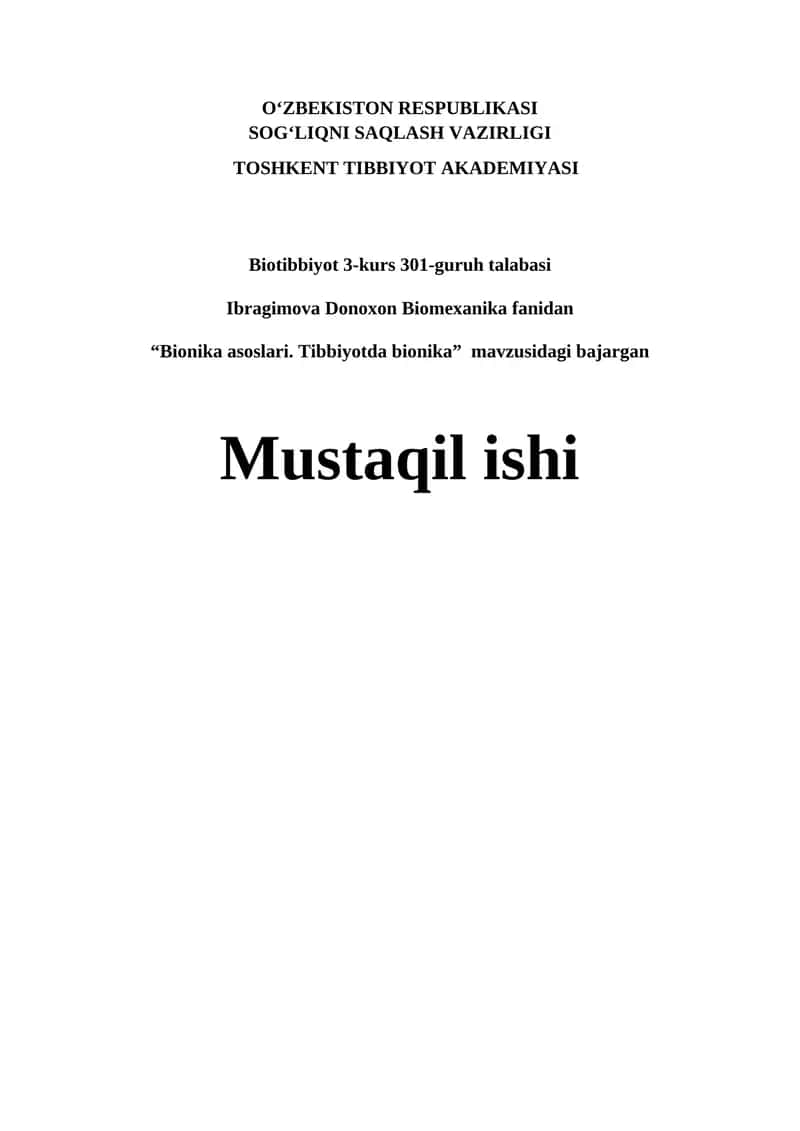 Bionika asoslari. Tibbiyotda bionika 1