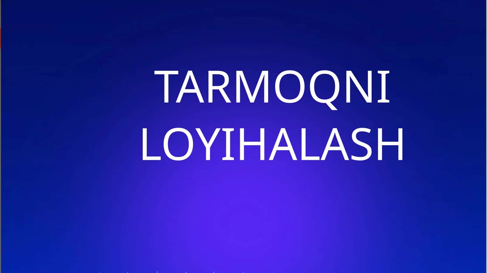 TARMOQNI LOYIHALASH 1