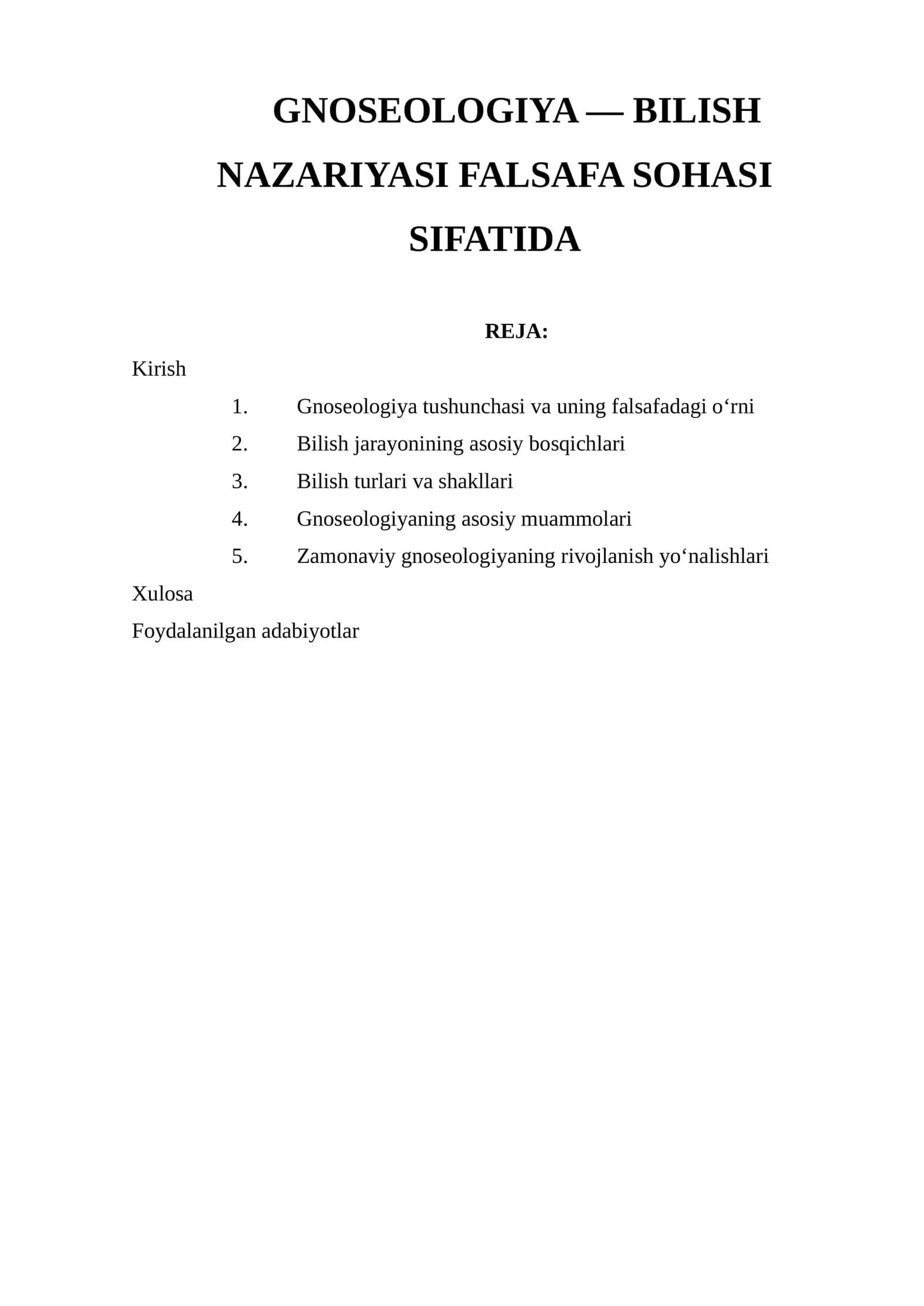 Gnoseologiya — Bilish nazariyasi falsafa sohasi sifatida 1