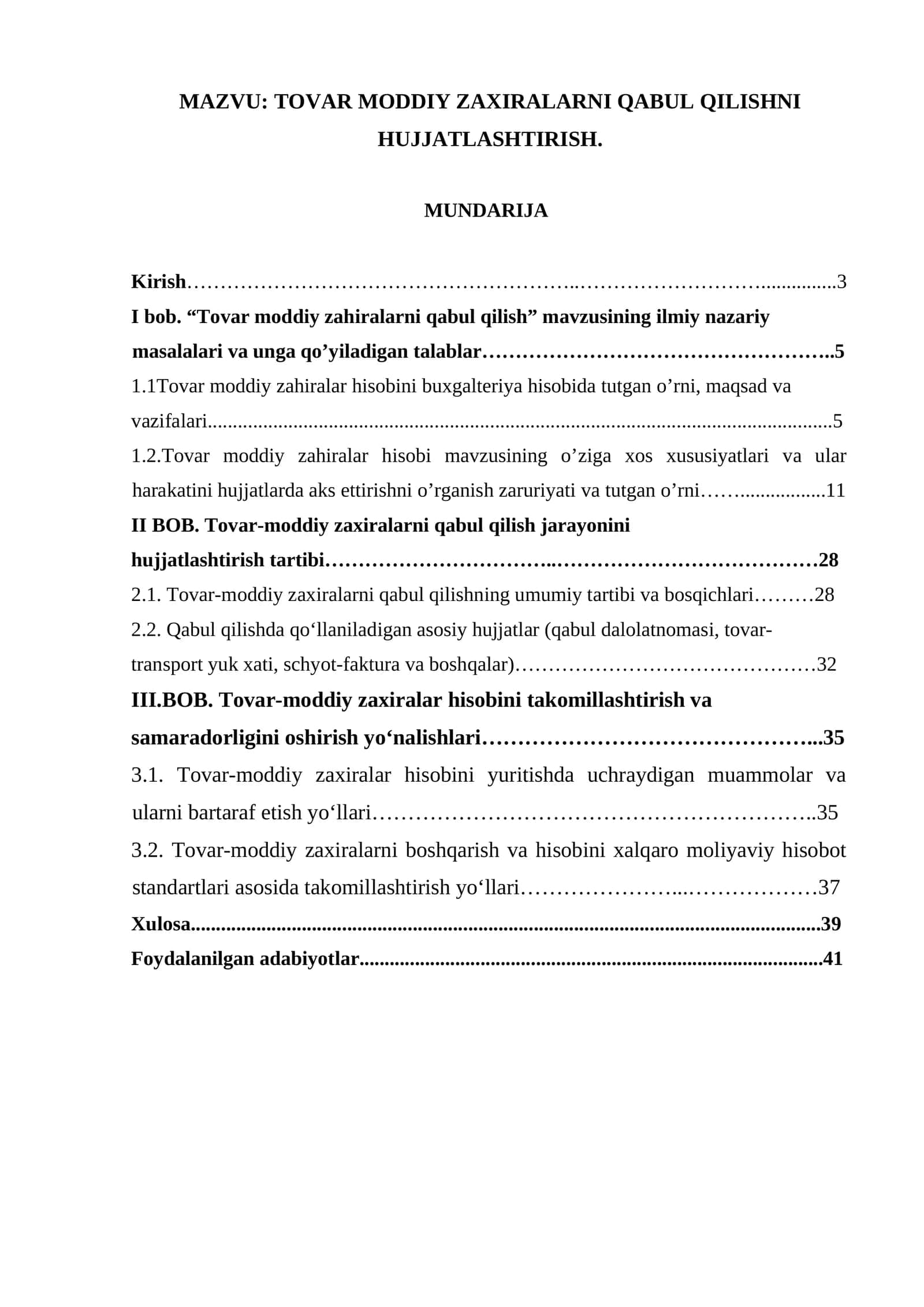 TOVAR MODDIY ZAXIRALARNI QABUL QILISHNI HUJJATLASHTIRISH 1