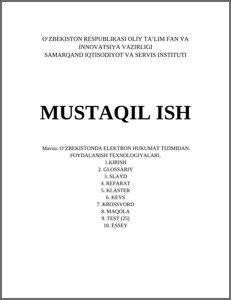 OʻZBEKISTONDA ELEKTRON HUKUMAT TIZIMIDAN FOYDALANISH TEXNOLOGIYALARI 1