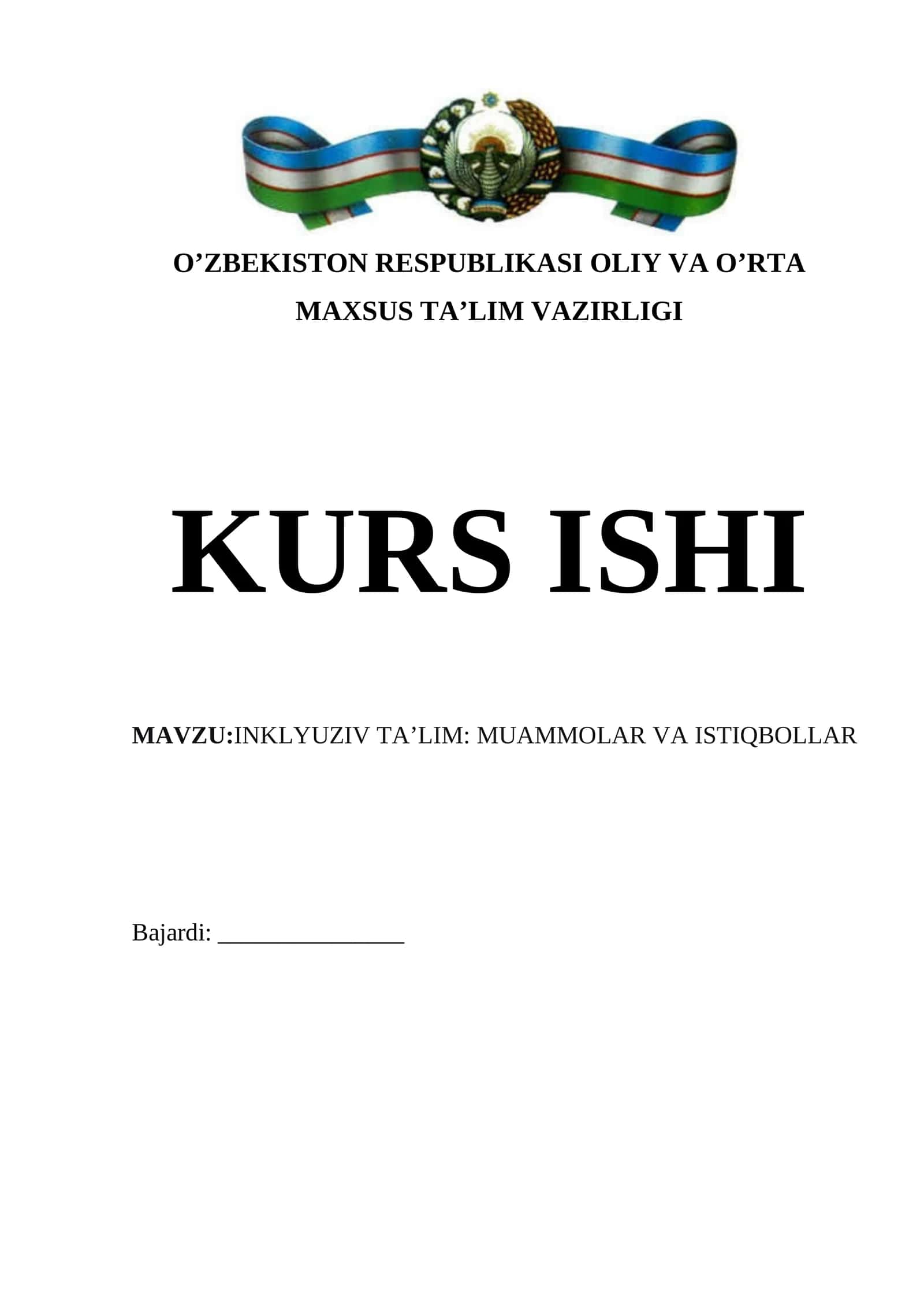 INKLYUZIV TA’LIM: MUAMMOLAR VA ISTIQBOLLAR 1