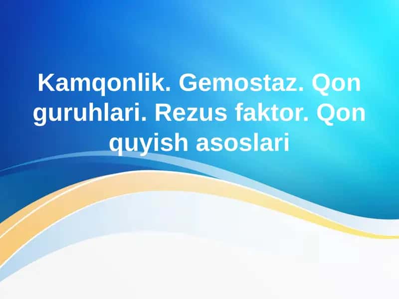 Kamqonlik (Anemiya) 1
