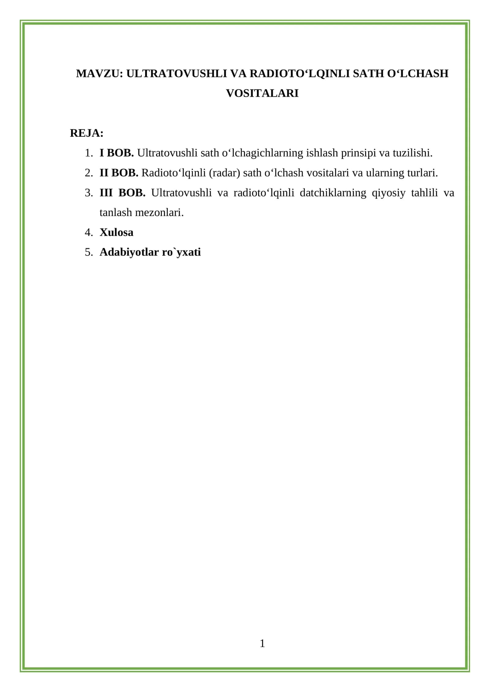 ULTRATOVUSHLI VA RADIOTO‘LQINLI SATH O‘LCHASH VOSITALARI 1