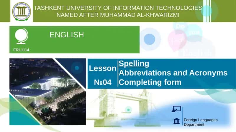 Spelling Abbreviations and Acronyms 1