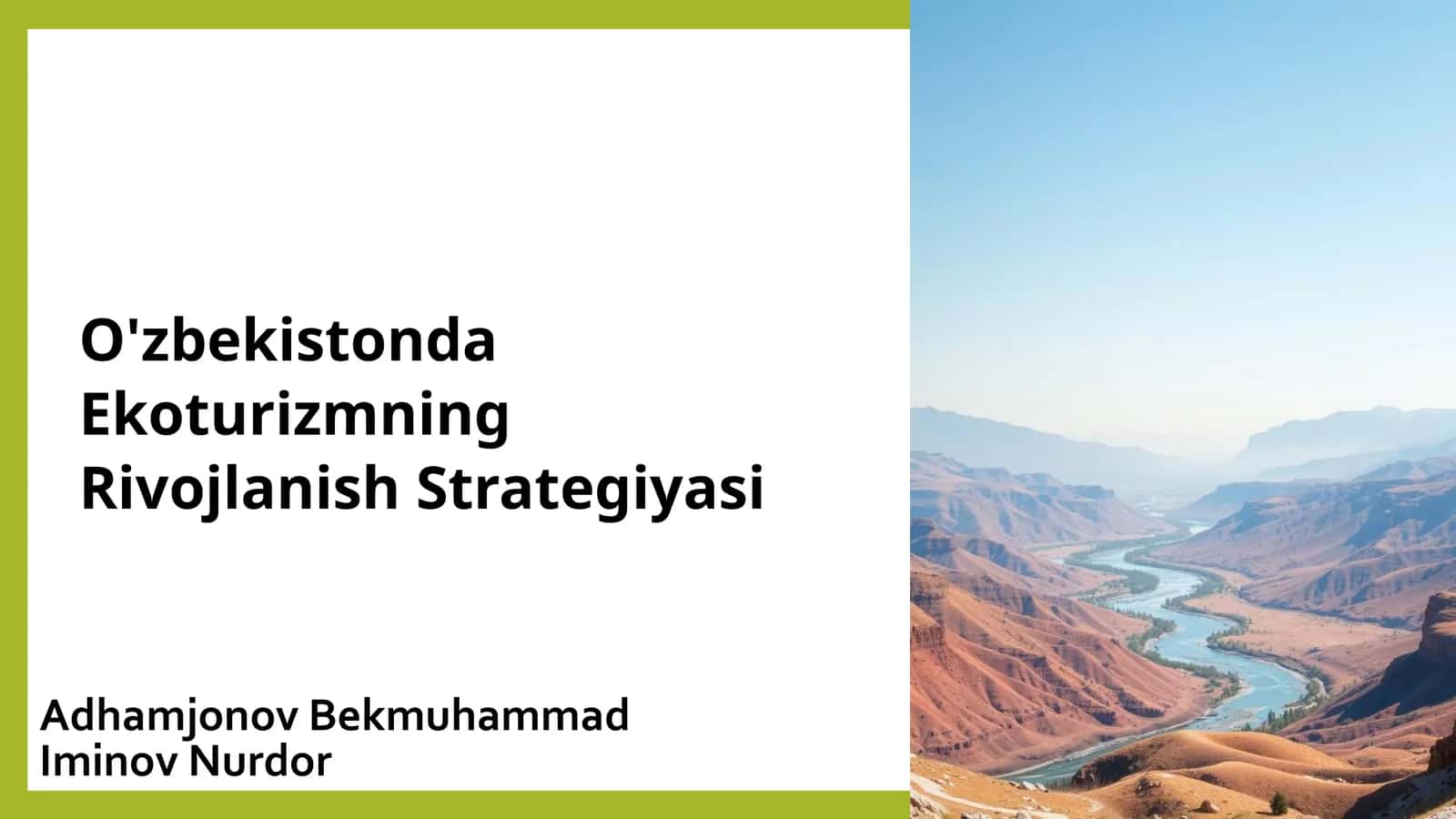 O'zbekistonda Ekoturizmning Rivojlanish Strategiyasi 1