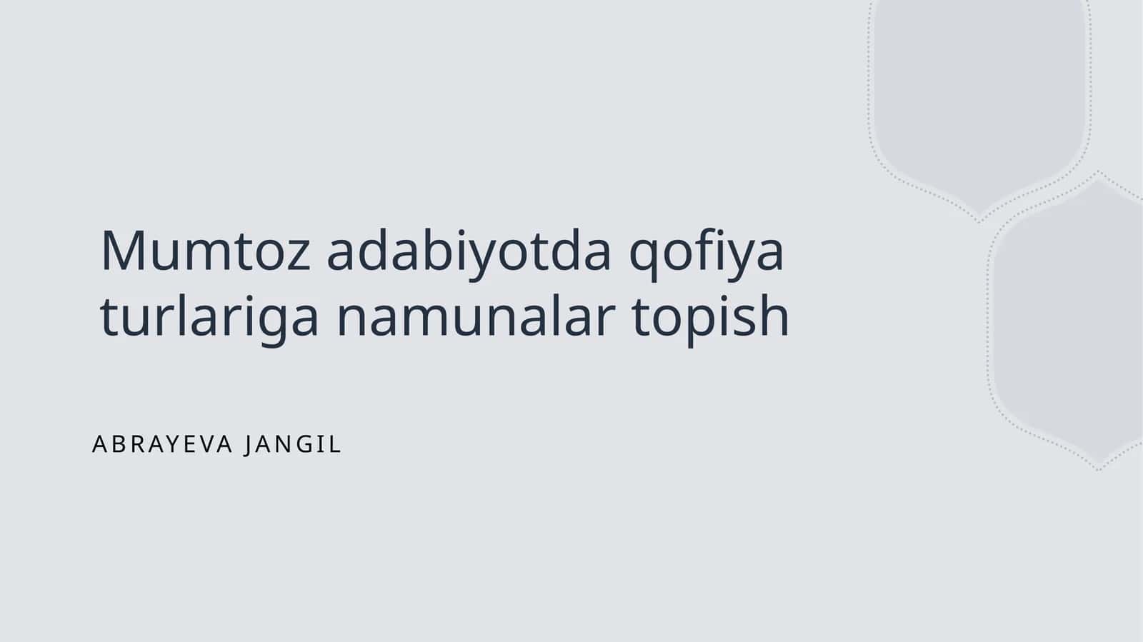 Mumtoz adabiyotda qofiya turlariga namunalar topish 1