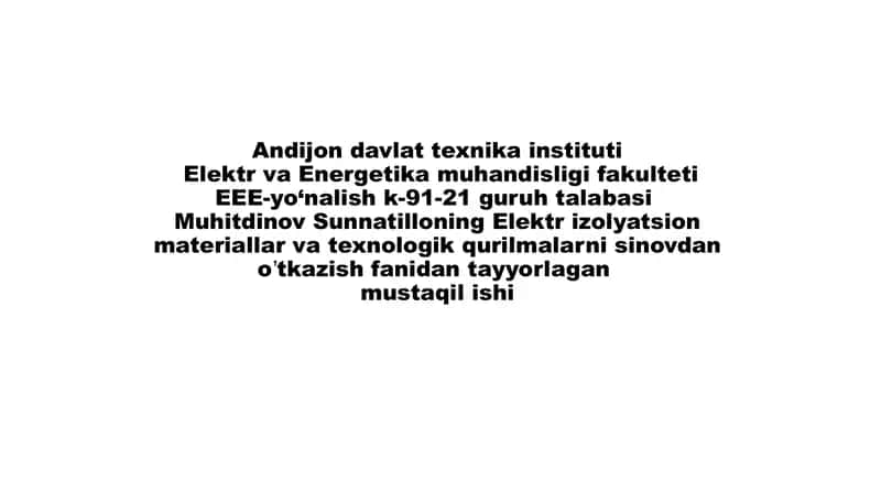 Elektr izolyatsiya materiallarining issiqlikka chidamliligi va sinov usullari 1