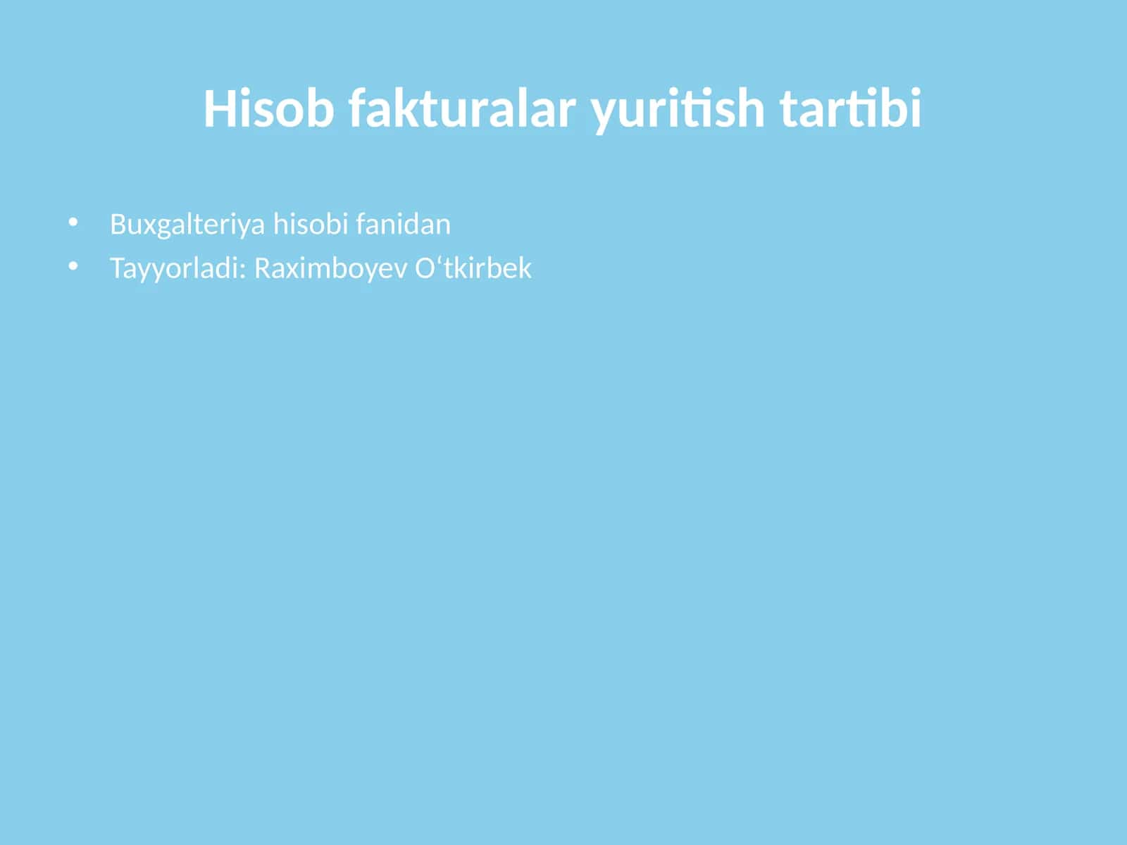 Hisob fakturalar yuritish tartibi 1
