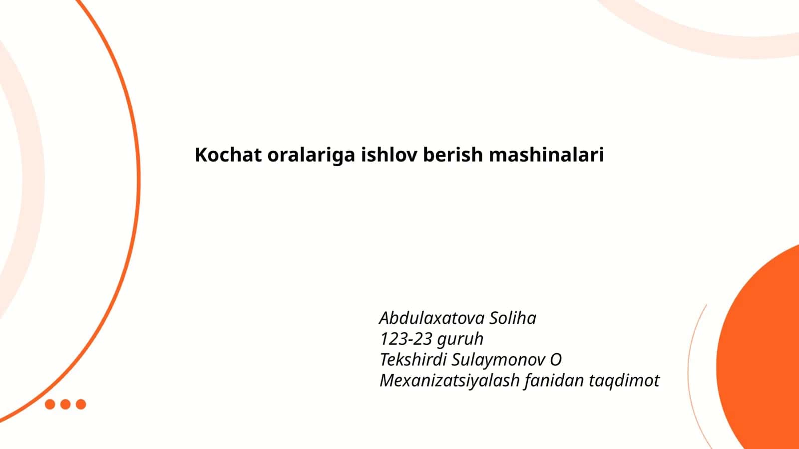 Kochat oralariga ishlov berish mashinalari 1
