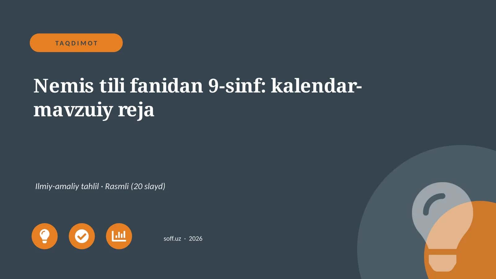 Nemis tili fanidan 9-sinf: kalendar-mavzuiy reja 1