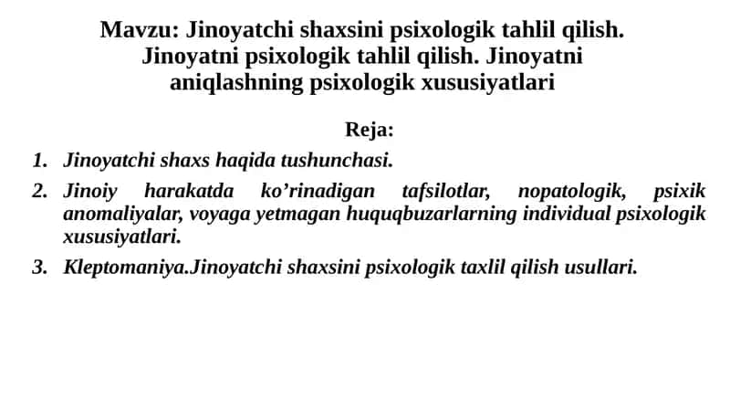 Jinoyatchi shaxsin ixtiyoriy huquqlarini aniqlash 1
