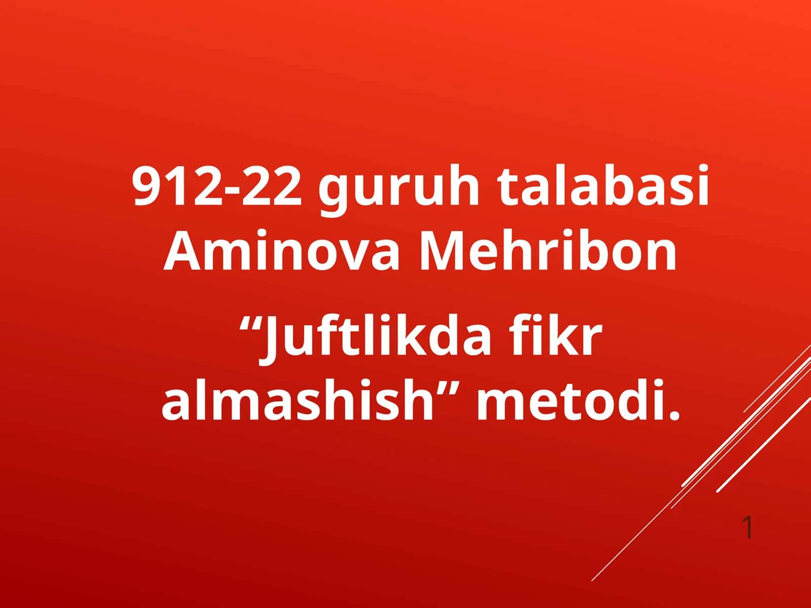 "Juftlikda fikr almashish" metodi 1