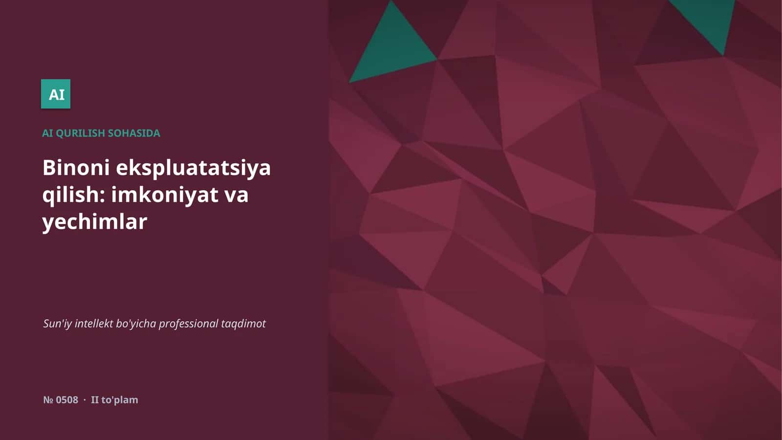 Sun'iy intellekt bo'yicha professional taqdimot 1