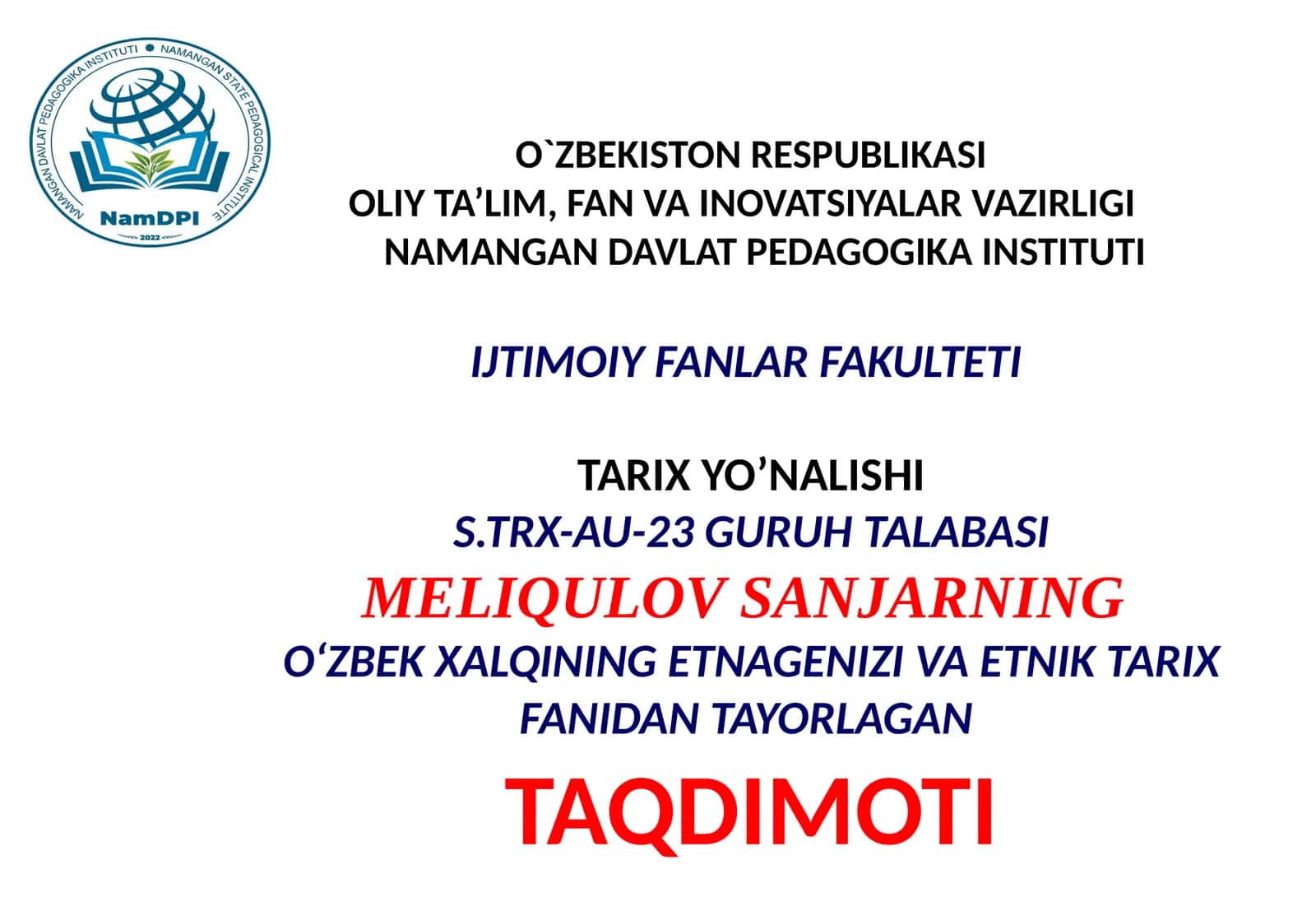 O‘zbek xalqining etnik tarkibi va etnogirafik qiyofasi 1