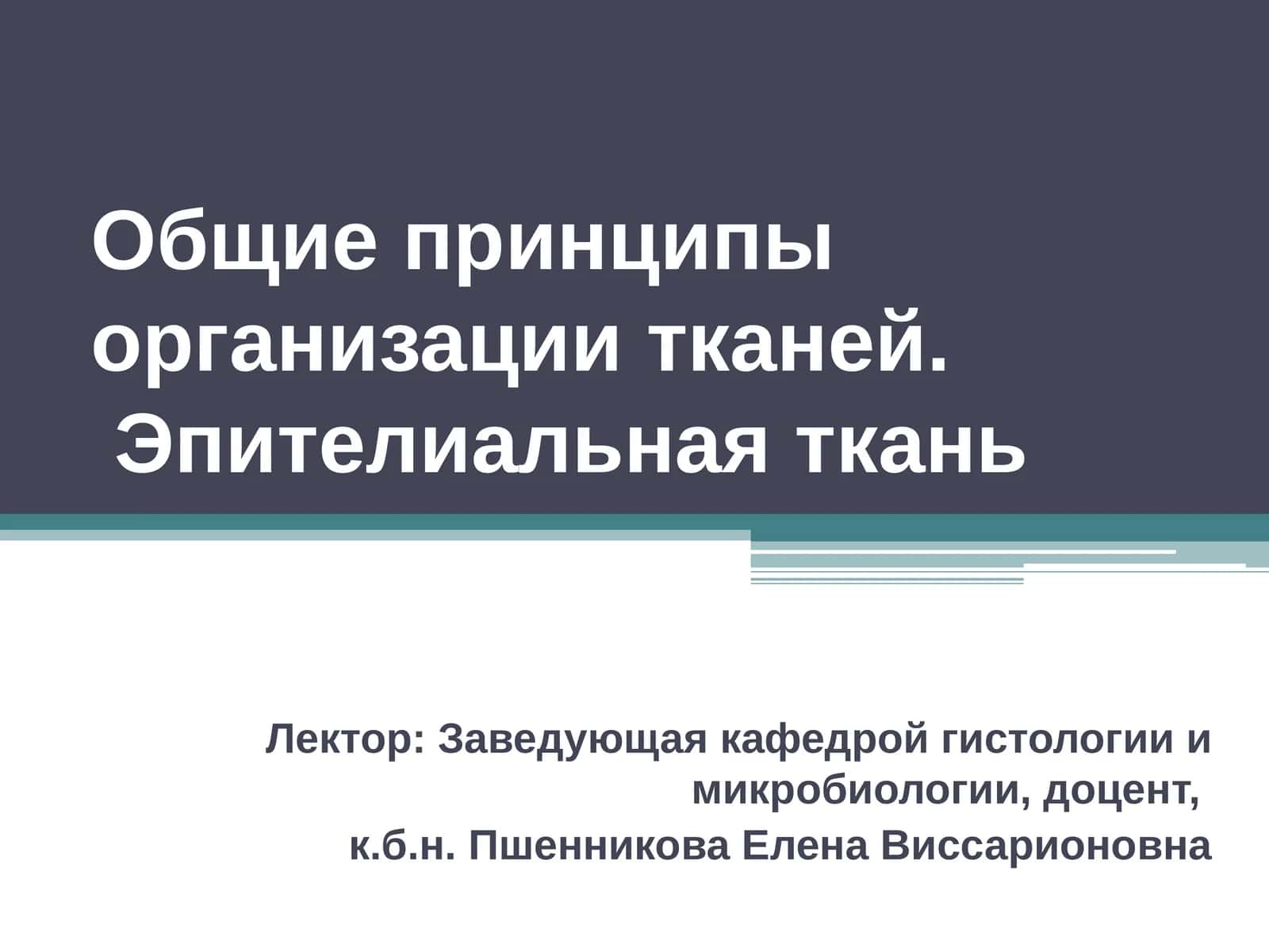 Общие принципы организации тканей.Эпителиальная ткань 1