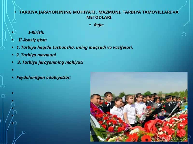 Tarbiya Jarayonining Mohiyati, Mazmuni, Tarbiya Tamoyillari va Metodlari 1
