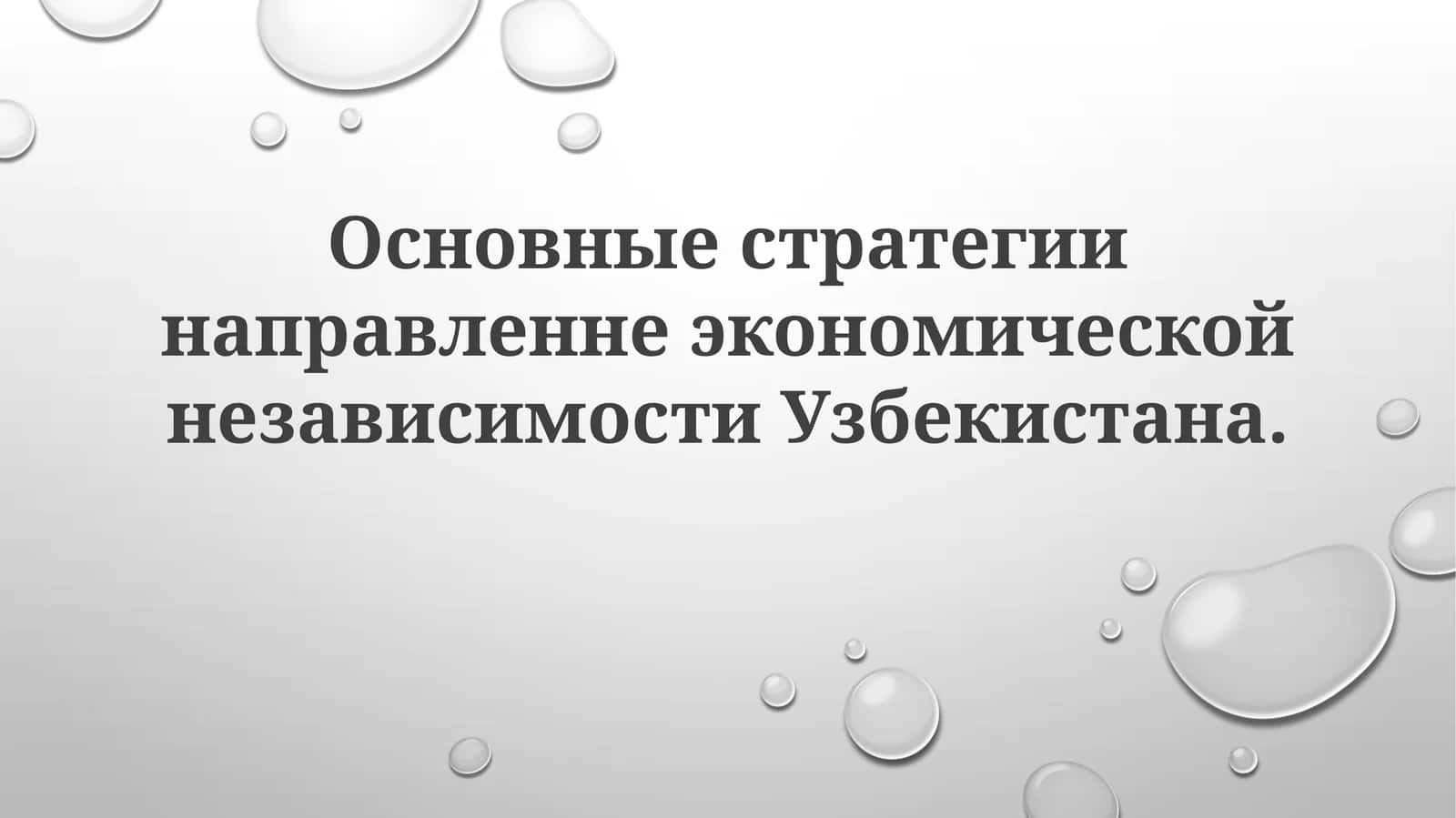 Основные стратегии направленные на экономическую независимость Узбекистана 1