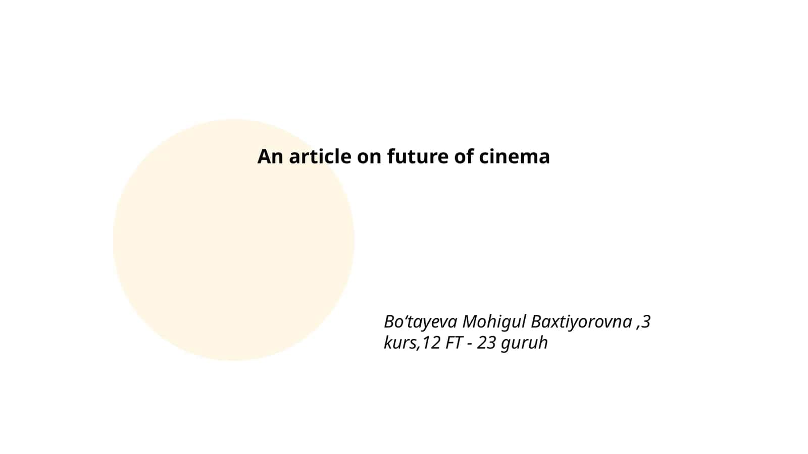 Article on Future of Cinema 1
